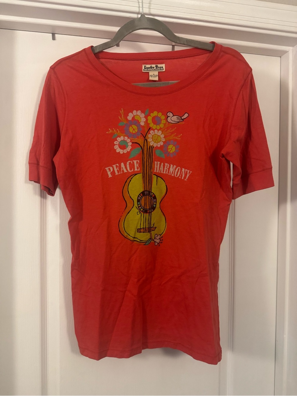 Lucky Brand Orange Graphic 'Peace & Harmony' Short Sleeve Tee